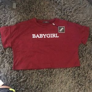 Burgundy/Maroon colored crop top